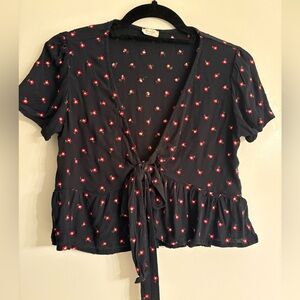 Brandy Melville Navy Floral Shirt